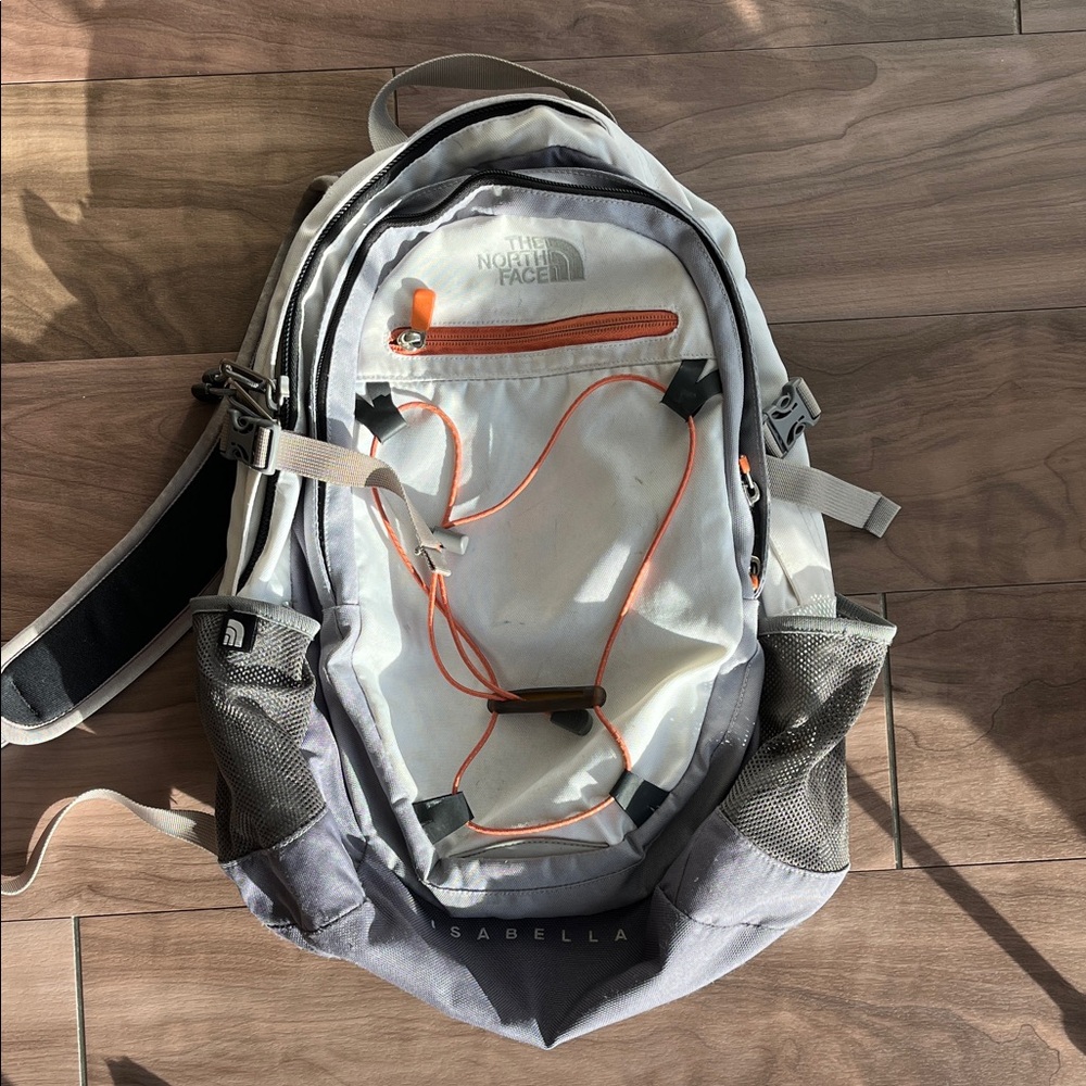 The North Face Isabella Gray and White Backpack